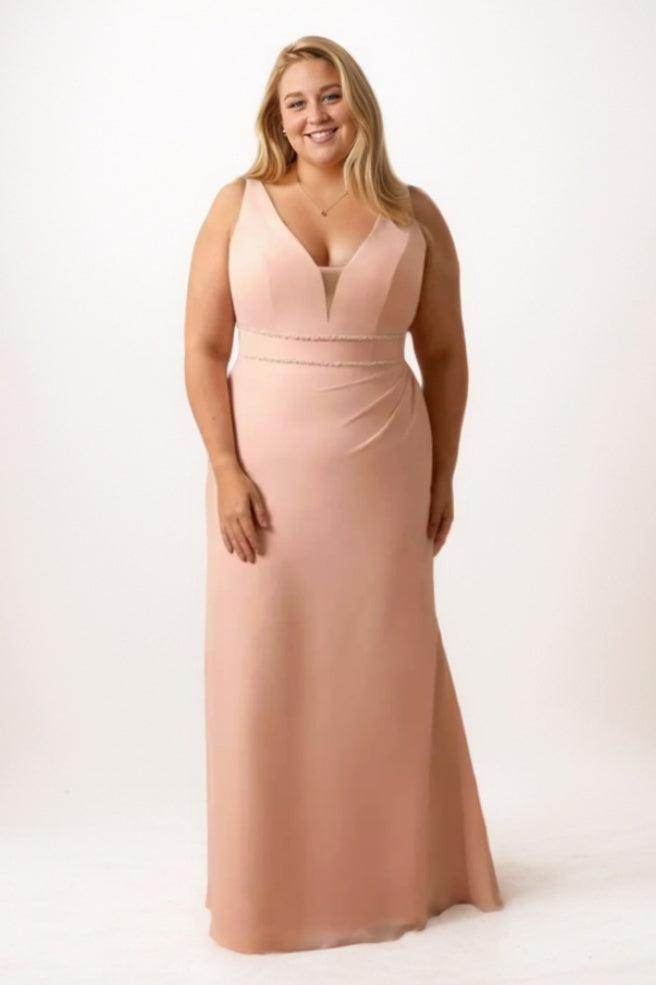 Sheath-Column Maxi Chiffon Bridesmaid Dress CB0760 - COCOMELODY